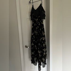 Gorgeous cold shoulder black floral dress!